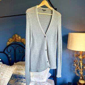 James Perse Grey Open Knit Cardigan Sweater